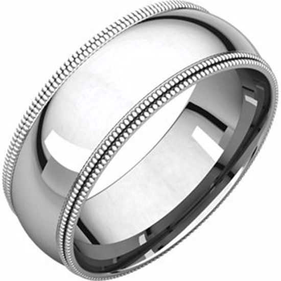 DMGR14:4251:P Sterling Silver 7mm Double Milgrain Comfort Fit Band