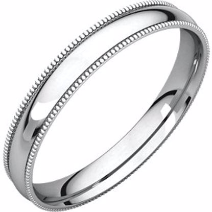 MGRL8.5:4172:P Sterling Silver 3mm Light Comfort Fit Milgrain Band 