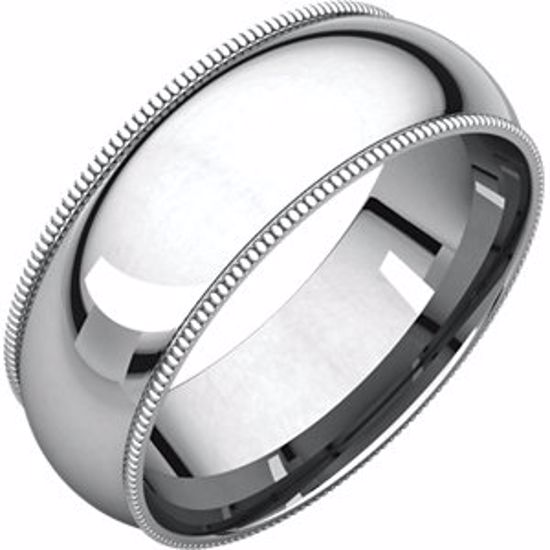 MGR9.5:4140:P Sterling Silver 7mm Milgrain Comfort Fit Band