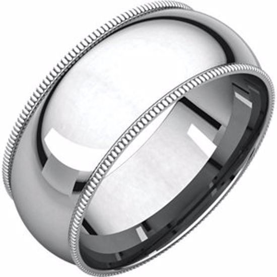 MGR11.5:4161:P Sterling Silver 8mm Milgrain Comfort Fit Band