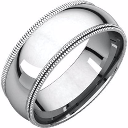 DMGR12:4247:P Sterling Silver 7mm Double Milgrain Comfort Fit Band