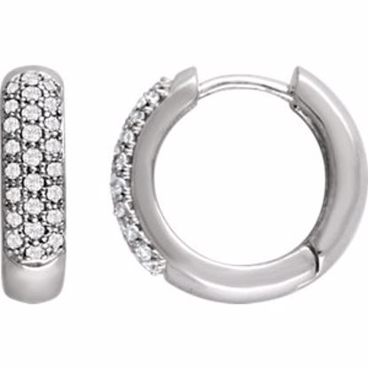 67150:60000:P 14kt White 1/3 CTW Diamond Hoop Earrings