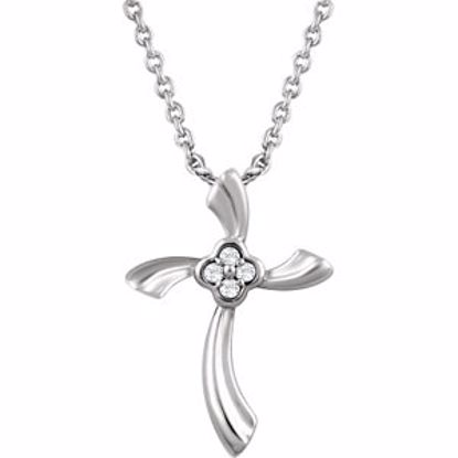 651786:60000:P Sterling Silver .03 CTW Diamond Cross 18" Necklace