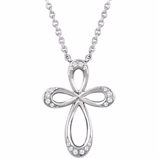 651787:60000:P Sterling Silver 1/10 CTW Diamond Cross 18" Necklace