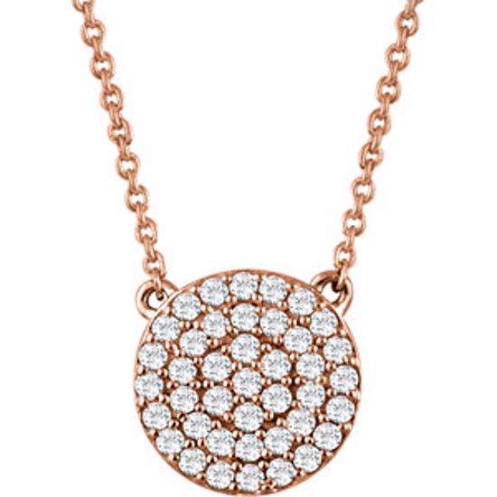 651804:60002:P 14kt Rose 1/3 CTW Diamond Cluster 16-18" Necklace