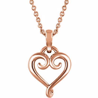 651765:102:P 14kt Rose Fancy Heart 16-18" Necklace