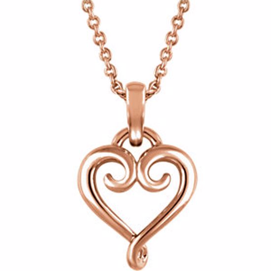 651765:102:P 14kt Rose Fancy Heart 16-18" Necklace