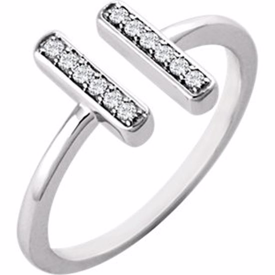 651809:60001:P 14kt White 1/10 CTW Diamond Vertical Bar Ring