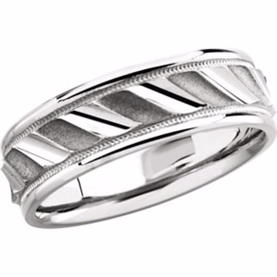 50181:112:P Sterling Silver 6.75mm Grooved Design Band Size 8.5