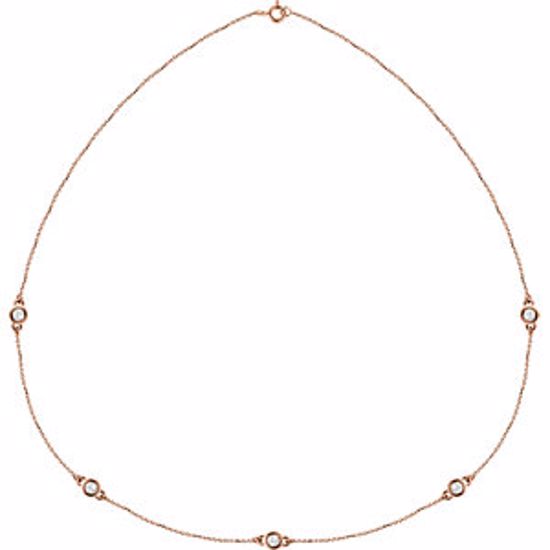 68577:60018:P 14kt Rose 1 CTW Diamond Bezel 18" Necklace