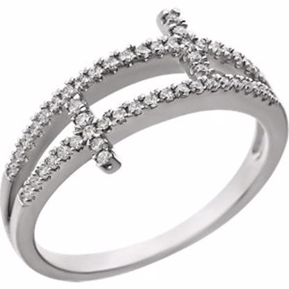 651800:60000:P Sterling Silver Cubic Zirconia Sideways Cross Ring Size 6