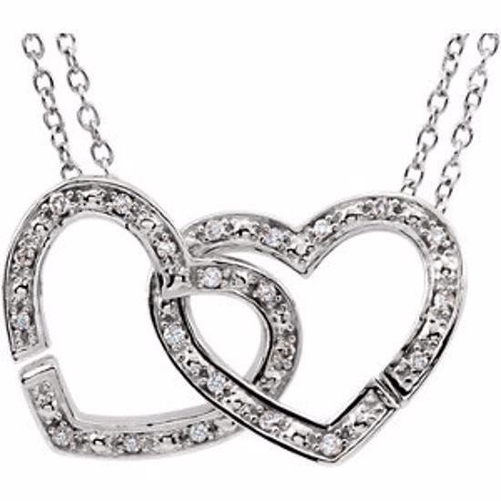 651808:60000:P Sterling Silver 1/6 CTW Diamond 2-in-1 Interlocking Heart 18" Necklace