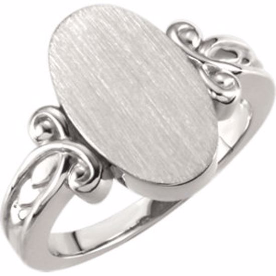 50458:294743:P Sterling Silver Fancy Oval Signet Ring