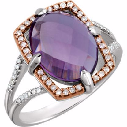 651802:60002:P Sterling Silver Rose Gold Plated Amethyst & 1/5 CTW Diamond Ring Size 8