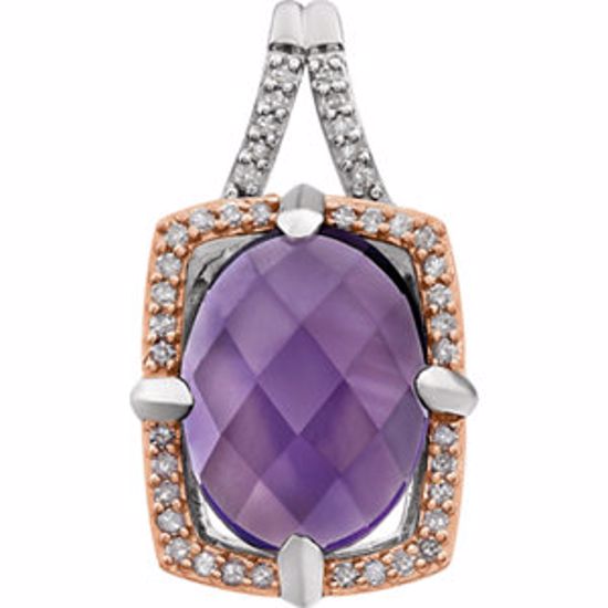 651796:60000:P Sterling Silver Rose Gold Plated Amethyst & 1/6 CTW Diamond Pendant