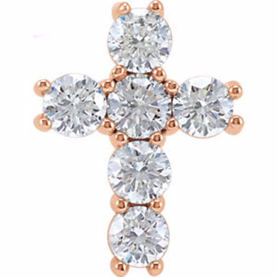 R42309:60012:P 14kt Rose 1 1/2 CTW Diamond Cross Pendant