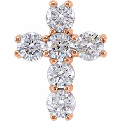 R42309:60008:P 14kt Rose 1 CTW Diamond Cross Pendant