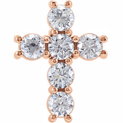 R42309:60010:P 14kt Rose 1 1/4 CTW Diamond Cross Pendant