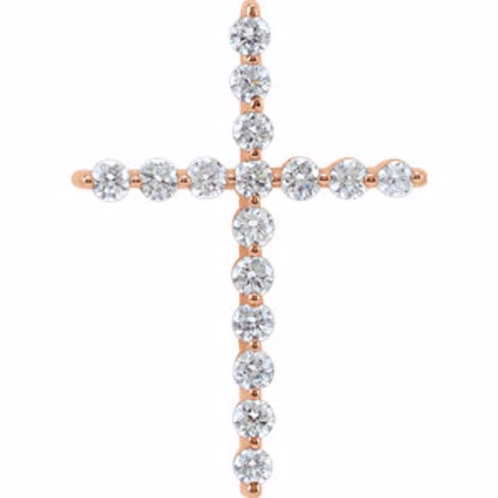 R42307:60000:P 14kt Rose 1/4 CTW Diamond Cross Pendant