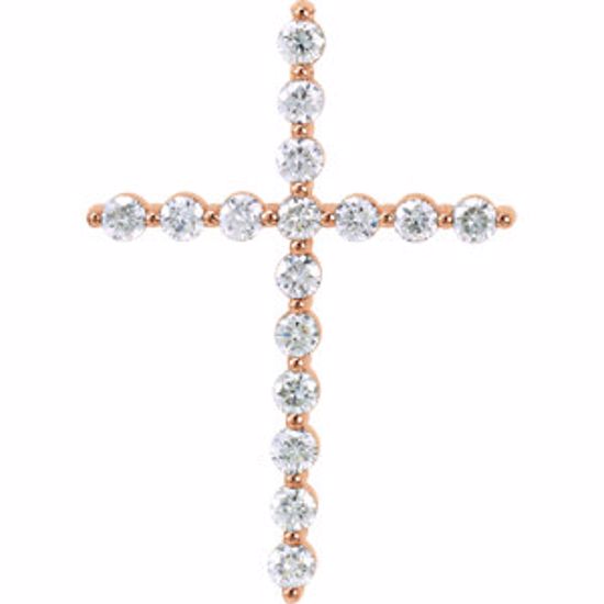 R42307:60006:P 14kt Rose 3/4 CTW Diamond Cross Pendant