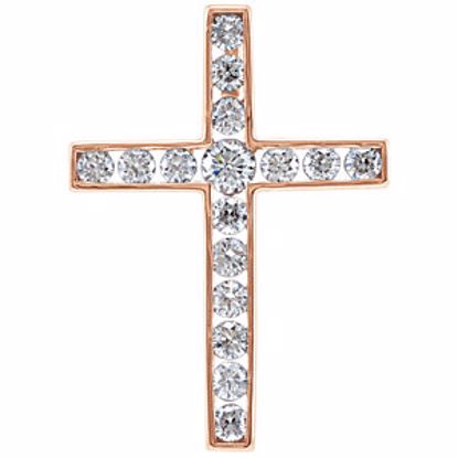 R42310:60000:P 14kt Rose 1/3 CTW Diamond Cross Pendant