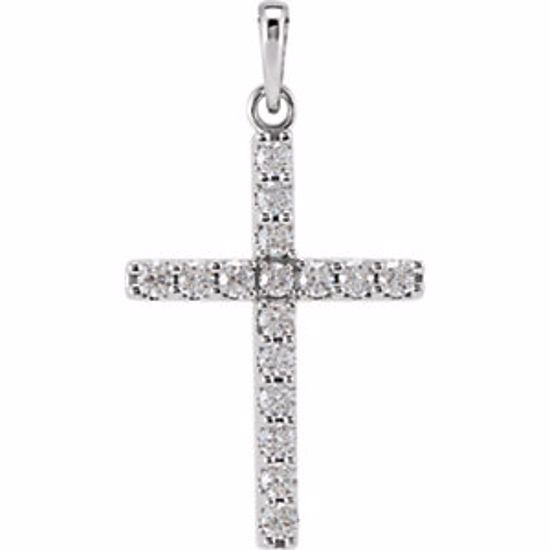 R42308:60002:P Platinum 1/2 CTW Diamond Cross Pendant 