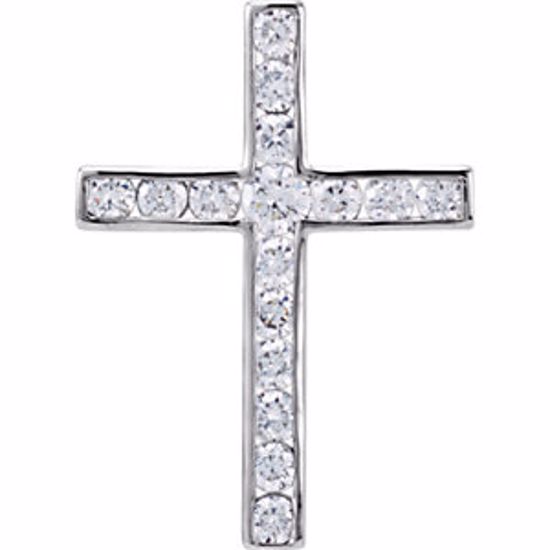 R42310:60003:P Platinum 1/4 CTW Diamond Cross Pendant