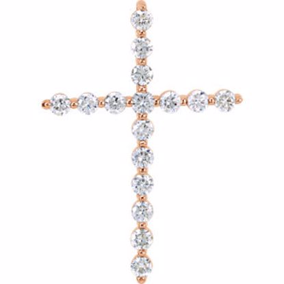 R42307:60008:P 14kt Rose 1 CTW Diamond Cross Pendant