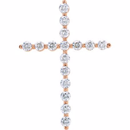 R42307:60010:P 14kt Rose 1 1/4 CTW Diamond Cross Pendant