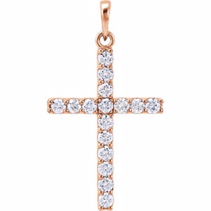 R42308:60003:P 14kt Rose 3/4 CTW Diamond Cross Pendant 