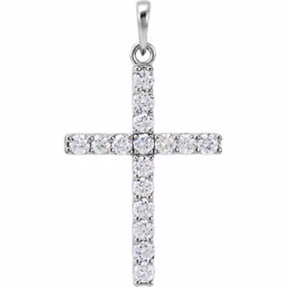 R42308:60004:P Platinum 3/4 CTW Diamond Cross Pendant 