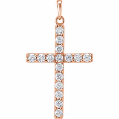 R42308:60005:P 14kt Rose 1 CTW Diamond Cross Pendant 