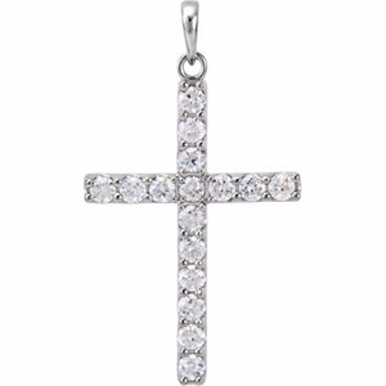 R42308:60006:P Platinum 1 CTW Diamond Cross Pendant 