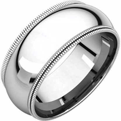 DMGR16:101:P 10kt White 8mm Comfort-Fit Double Milgrain Band