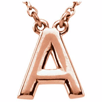 84634:60000:P 14kt Rose Letter "A" Block Initial 16" Necklace