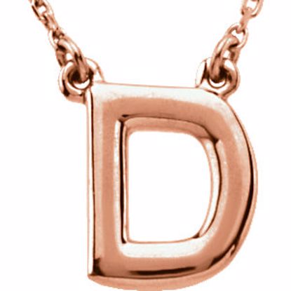 84634:60003:P 14kt Rose Letter "D" Block Initial 16" Necklace