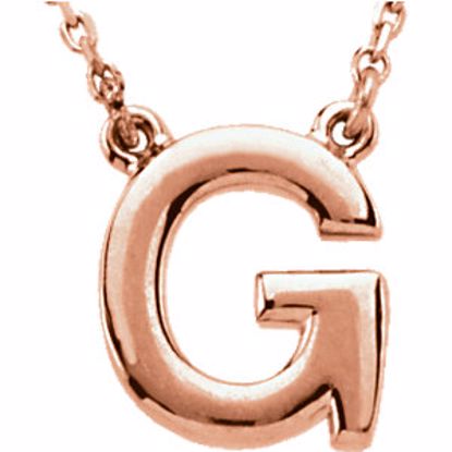 84634:60006:P 14kt Rose Letter "G" Block Initial 16" Necklace