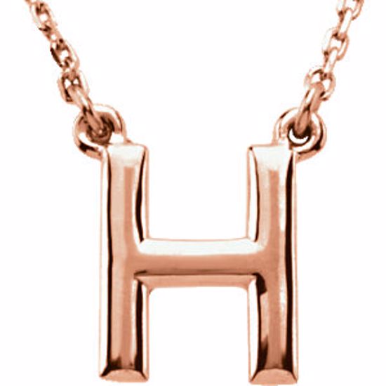 84634:60007:P 14kt Rose Letter "H" Block Initial 16" Necklace