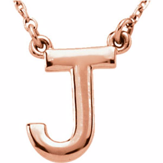 84634:60009:P 14kt Rose Letter "J" Block Initial 16" Necklace