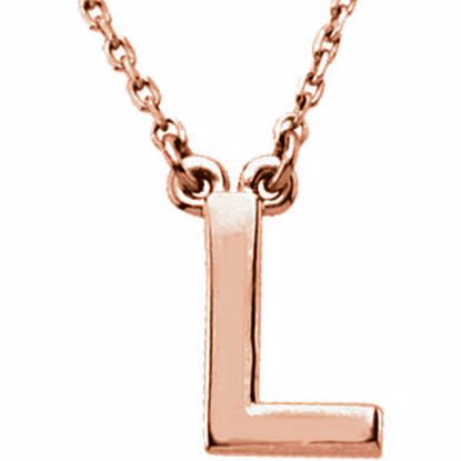 84634:60011:P 14kt Rose Letter "L" Block Initial 16" Necklace