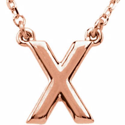 84634:60023:P 14kt Rose Letter "X" Block Initial 16" Necklace