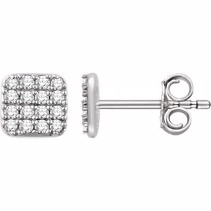 651834:60001:P 14kt White 1/5 CTW Diamond Square Cluster Earrings