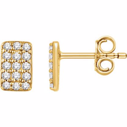 651837:60000:P 14kt Yellow 1/5 CTW Diamond Rectangle Cluster Earrings