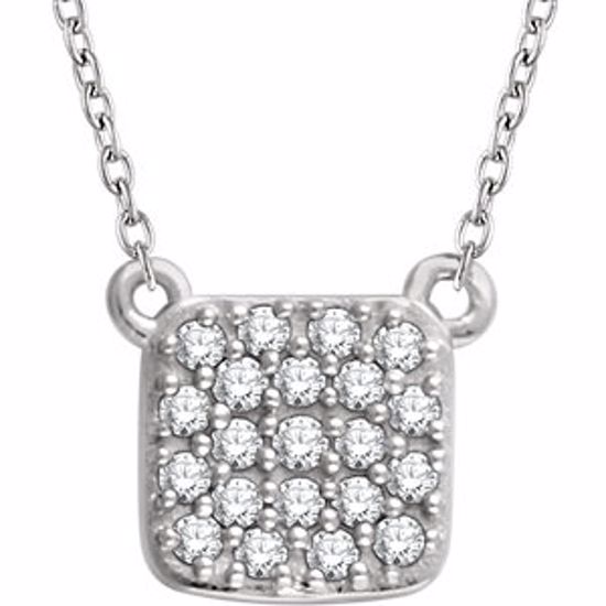 651835:60001:P 14kt White 1/6 CTW Diamond Square Cluster 16-18" Necklace