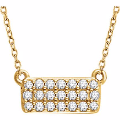 651838:60000:P 14kt Yellow 1/6 CTW Diamond Rectangle Cluster 16-18" Necklace