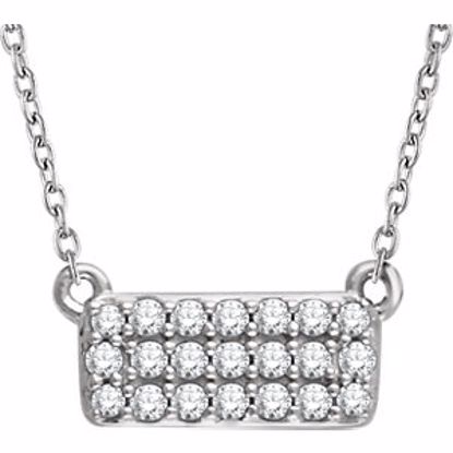 651838:60001:P 14kt White 1/6 CTW Diamond Rectangle Cluster 16-18" Necklace