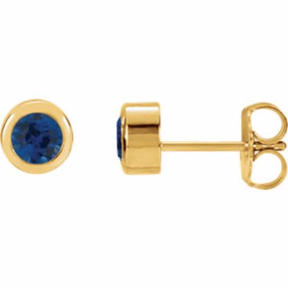 61086:60018:P 14kt Yellow Blue Sapphire Earrings