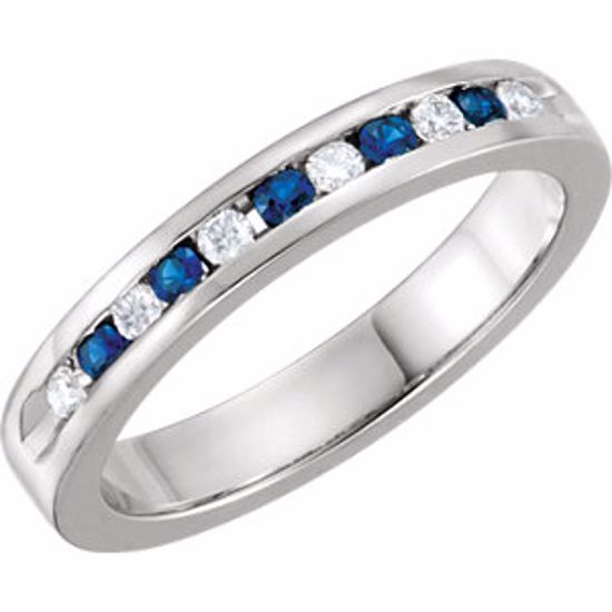 62855:60046:P Blue Sapphire & 1/8 CTW Diamond Classic Channel Set Anniversary Band