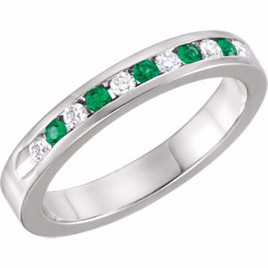 62855:60041:P Emerald & 1/8 CTW Diamond Classic Channel Set Anniversary Band