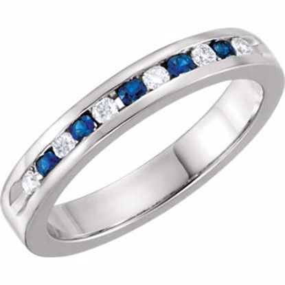 62855:60042:P Blue Sapphire & 1/8 CTW Diamond Classic Channel Set Anniversary Band